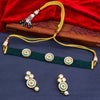 Sukkhi Green Gold Plated Kundan & Pearl Choker Necklace Set For Women