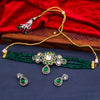 Sukkhi Green Gold Plated Kundan & Pearl Choker Necklace Set For Women