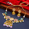 Sukkhi Multi Gold Plated Kundan & Pearl Choker Necklace Set For Women