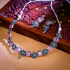 Sukkhi Pink Oxidised Pearl Choker Necklace Set For Women