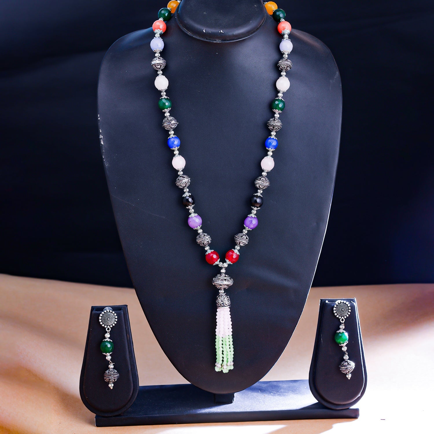 Sukkhi Multi Oxidised Pearl Long Necklace Set For Women