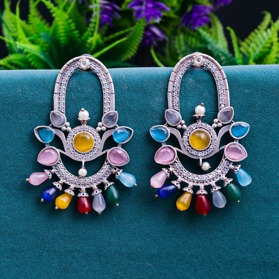 Sukkhi Multi Oxidised CZ & Pearl Dangle Earring For Women