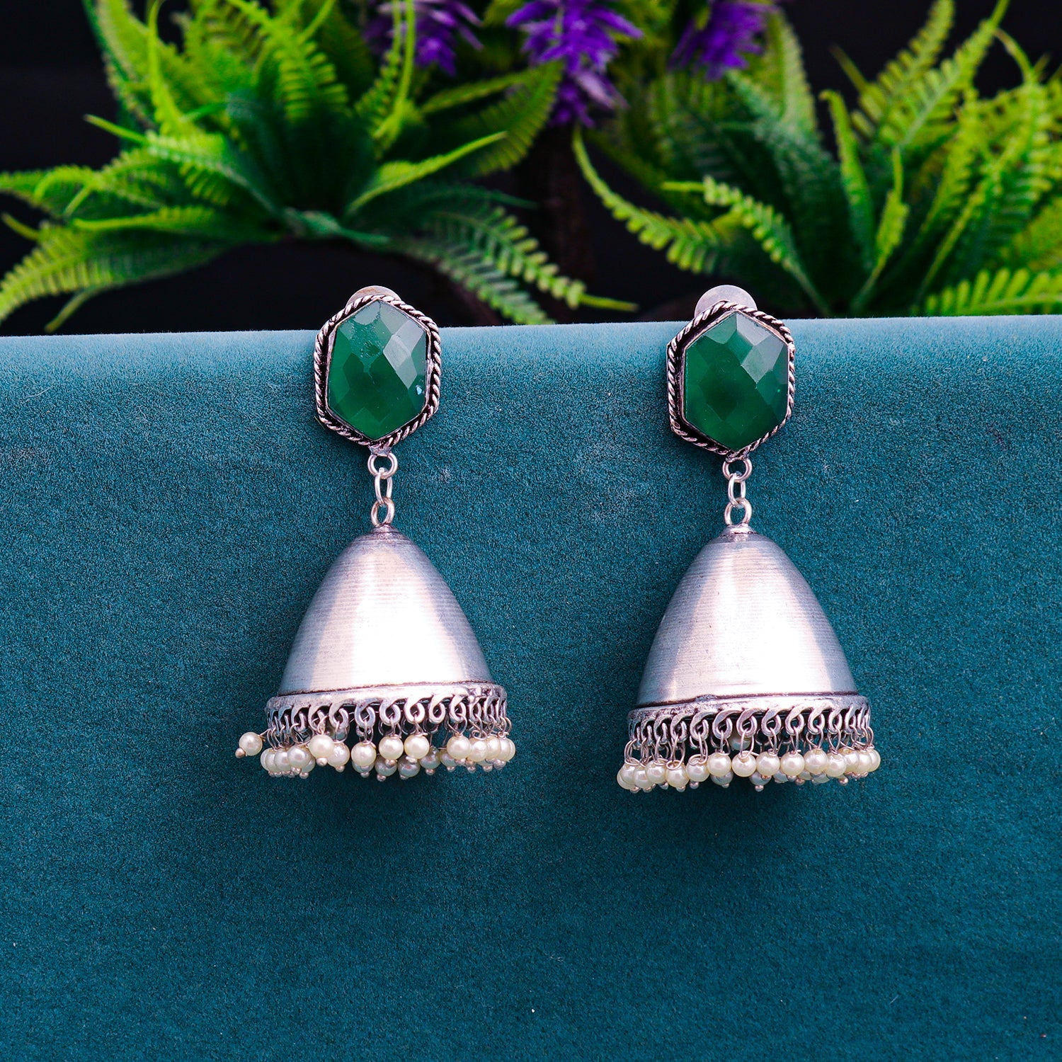 Sukkhi Green Oxidised Pearl Jhumka Earring For Women