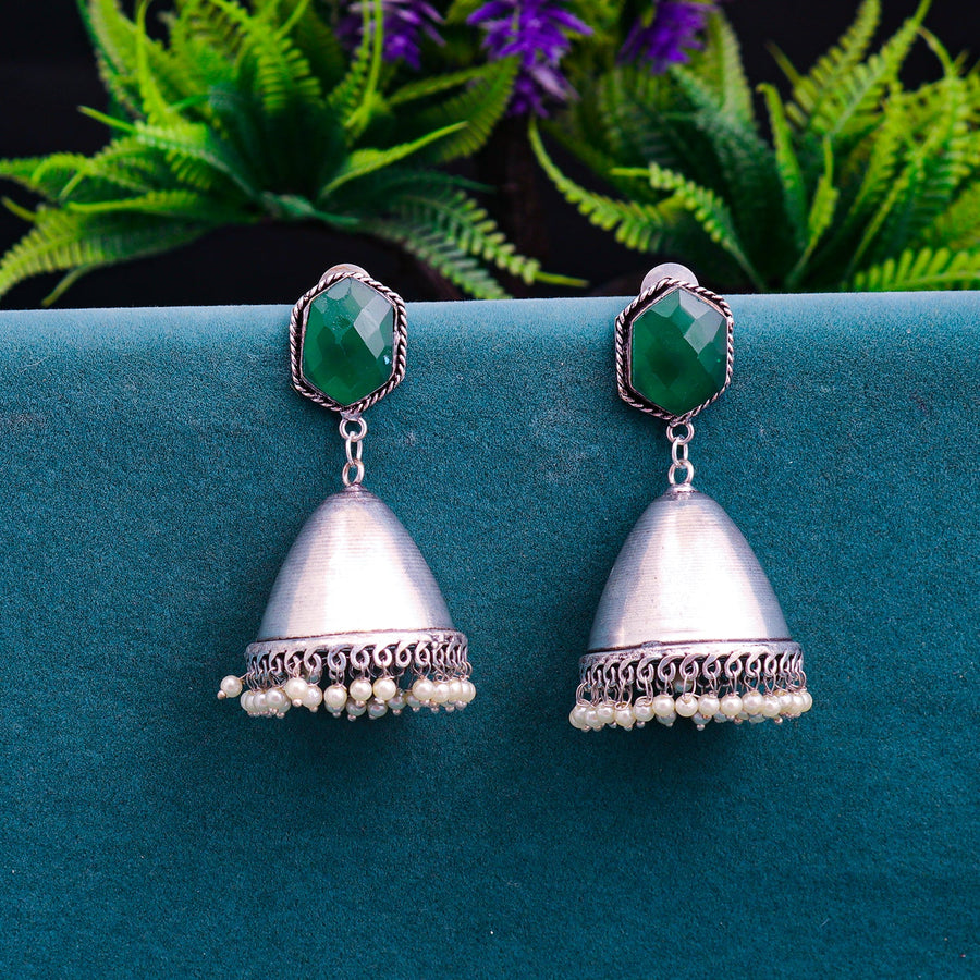Sukkhi Green Oxidised Pearl Jhumka Earring For Women