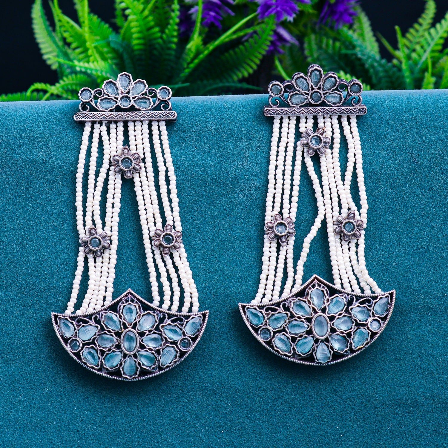 Sukkhi Mint Oxidised Pearl Dangle Earring For Women