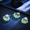 Sukkhi Green Gold Plated Kundan & Pearl Chandbali Earring Mangtikka For Women