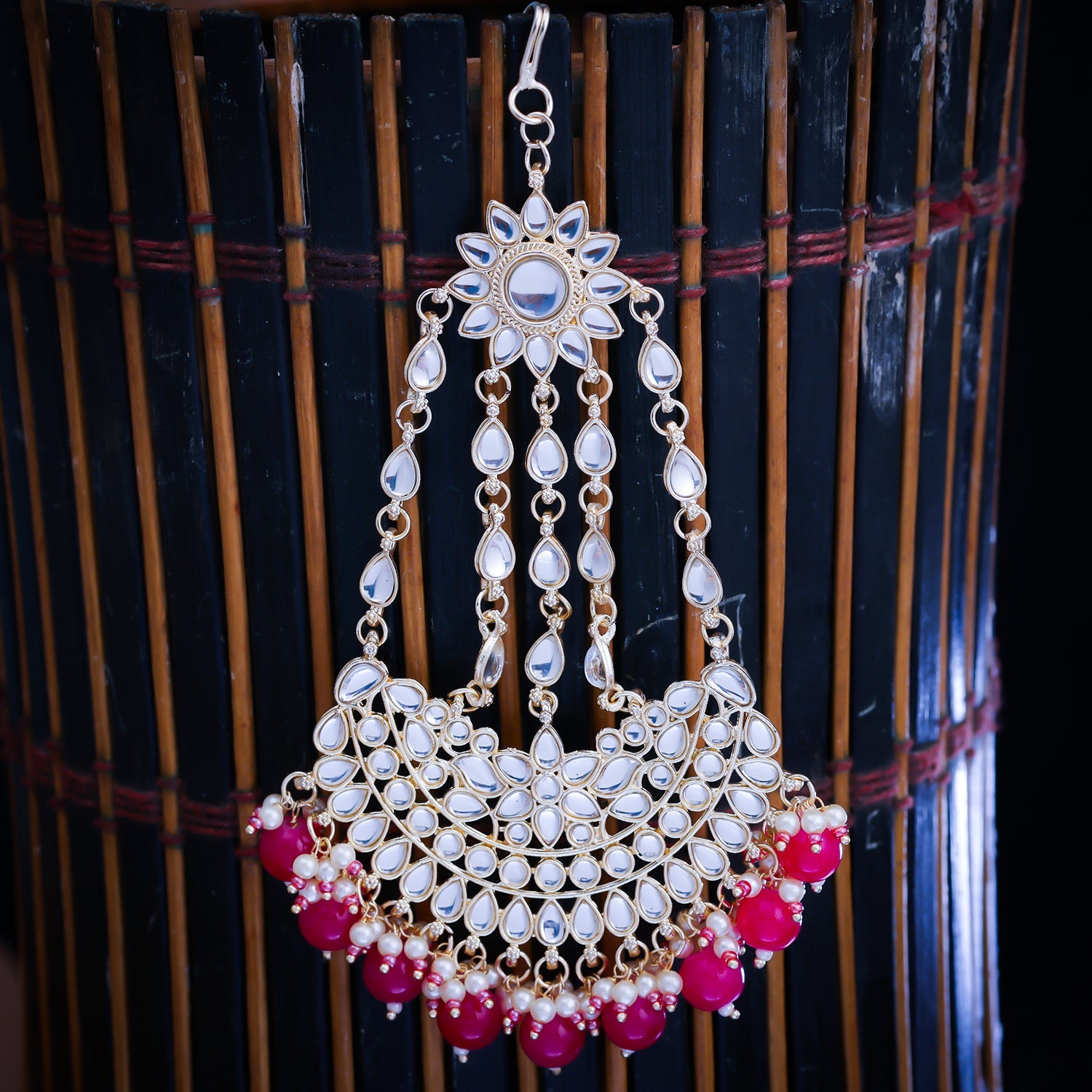 Sukkhi Golden Gold Plated Kundan & Pearl Passa For Women