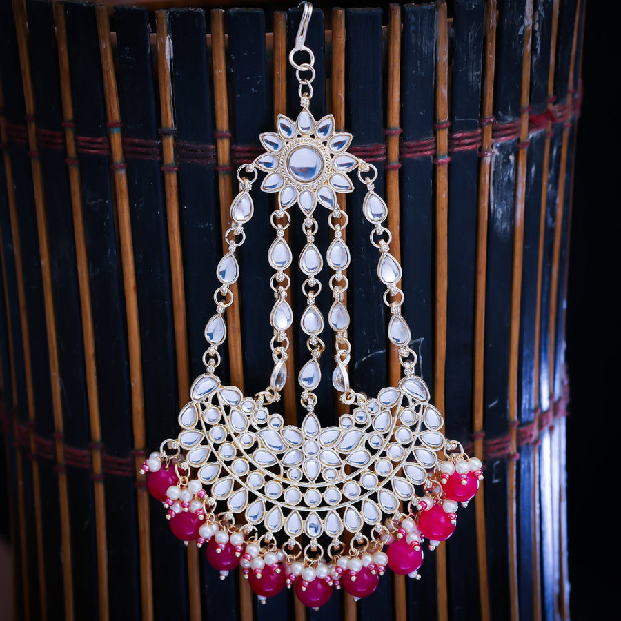 Sukkhi Golden Gold Plated Kundan & Pearl Passa For Women