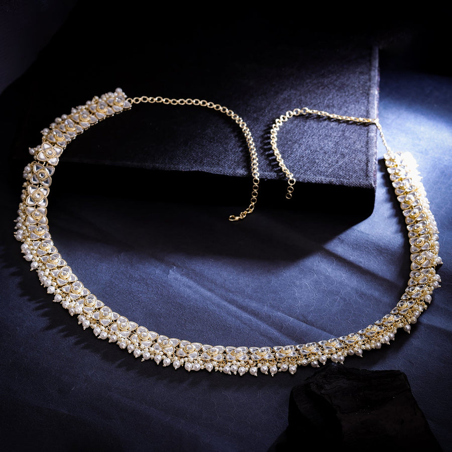 Sukkhi Golden Gold Plated Kundan & Pearl Kamarband For Women