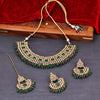 Sukkhi Green Gold Plated Reverse AD & Pearl Choker Necklace Set For Women