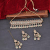 Sukkhi Pink & Green Gold Plated Reverse AD & Pearl Choker Necklace Set For Women