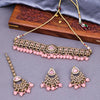 Sukkhi Pink Gold Plated Reverse AD & Pearl Choker Necklace Set For Women