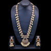 Sukkhi Golden Gold Plated Reverse AD & Pearl Long Necklace Set For Women