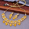 Sukkhi Yellow Gold Plated Kundan & CZ & Pearl Choker Necklace Set For Women