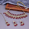 Sukkhi Ruby Gold Plated Mirror & Pearl Choker Necklace Set For Women