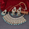 Sukkhi Aqua Gold Plated Mirror & Pearl Choker Necklace Set For Women