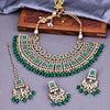 Sukkhi Green Gold Plated Mirror & Pearl Choker Necklace Set For Women