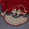 Sukkhi Maroon Gold Plated Mirror & Pearl Choker Necklace Set For Women