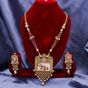 Sukkhi Golden Gold Plated Kundan & Pearl Long Necklace Set For Women