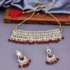 Sukkhi Maroon Gold Plated Mirror & Pearl Choker Necklace Set For Women