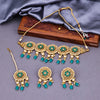 Sukkhi Green Gold Plated Kundan & Pearl Choker Necklace Set For Women