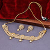 Sukkhi Golden Gold Plated Kundan & Pearl Choker Necklace Set For Women