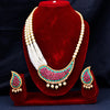 Sukkhi Pink Gold Plated Kundan & Pearl Long Necklace Set For Women