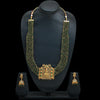 Sukkhi Green Gold Plated Kundan & Pearl Long Temple Necklace Set For Women