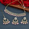 Sukkhi Pink Gold Plated Mirror & Pearl Choker Necklace Set For Women