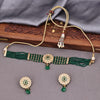 Sukkhi Green Gold Plated Kundan & Pearl Choker Necklace Set For Women