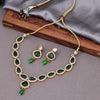 Sukkhi Green Gold Plated CZ & Pearl Choker Necklace Set For Women