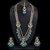 Sukkhi Aqua Gold Plated Mirror & Pearl Long Necklace Set For Women