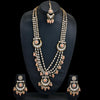 Sukkhi Peach Gold Plated Mirror & Pearl Long Necklace Set For Women