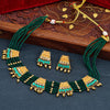 Sukkhi Green Gold Plated Pearl Choker Necklace Set For Women