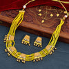 Sukkhi Yellow Gold Plated Pearl Choker Necklace Set For Women