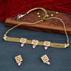 Sukkhi Pink Gold Plated Kundan & Pearl Choker Necklace Set For Women