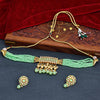 Sukkhi Green Gold Plated Kundan & Pearl Choker Necklace Set For Women