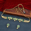 Sukkhi Green Gold Plated Kundan & Pearl Choker Necklace Set For Women