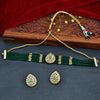 Sukkhi Green Gold Plated Kundan & Pearl Choker Necklace Set For Women