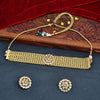 Sukkhi Golden Gold Plated Kundan & Pearl Choker Necklace Set For Women