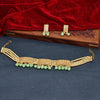 Sukkhi Pista Green Gold Plated Kundan & Pearl Choker Necklace Set For Women