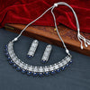 Sukkhi Blue Rhodium Plated CZ Choker Necklace Set For Women