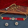 Sukkhi Red Gold Plated Kundan & Pearl Choker Necklace Set For Women