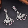 Sukkhi Pink Rhodium Plated CZ Dangle Earring For Women