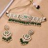 Sukkhi Spellbinding Gold Plated CZ & Kundan & Pearl Green Necklace Set for Women