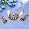 Sukkhi Winning Gold Plated CZ & Kundan & Pearl Green Necklace Set for Women