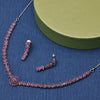 Sukkhi Glamorous Rhodium Plated CZ Pink Necklace Set for Women
