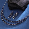 Sukkhi Goodly  Rhodium Plated CZ Navy Blue Necklace Set for Women