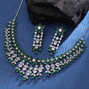 Sukkhi Stunning  Rhodium Plated CZ Green Necklace Set for Women