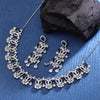 Sukkhi Well-Favored Rhodium Plated CZ Navy Blue Necklace Set for Women